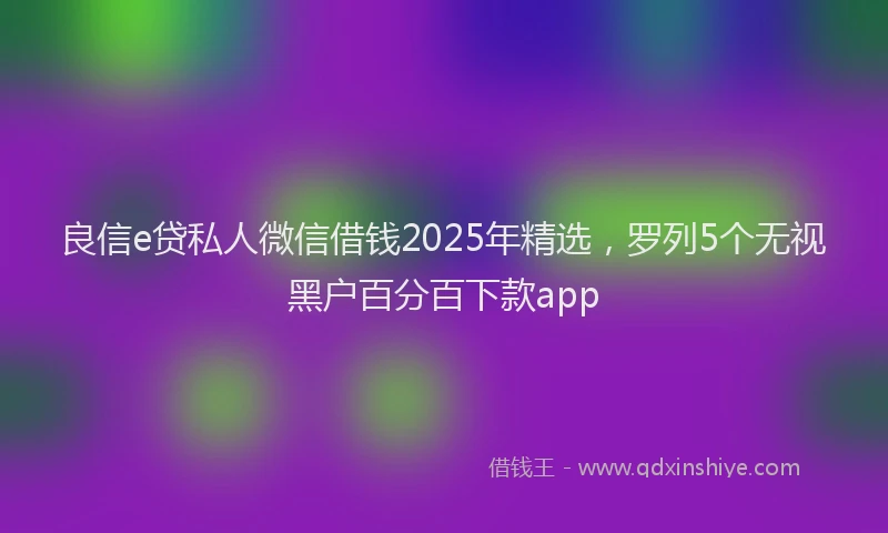 良信e贷私人微信借钱2025年精选，罗列5个无视黑户百分百下款app