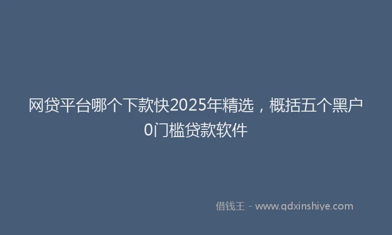 网贷平台哪个下款快2025年精选，概括五个黑户0门槛贷款软件