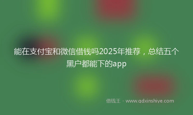 能在支付宝和微信借钱吗2025年推荐，总结五个黑户都能下的app