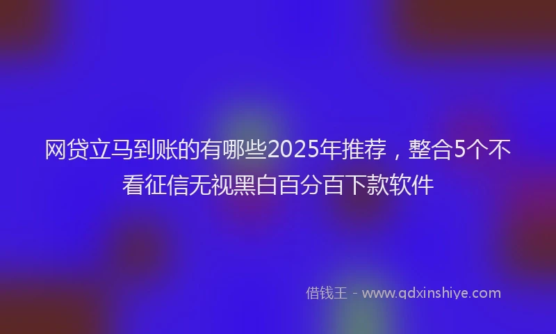 网贷立马到账的有哪些2025年推荐，整合5个不看征信无视黑白百分百下款软件