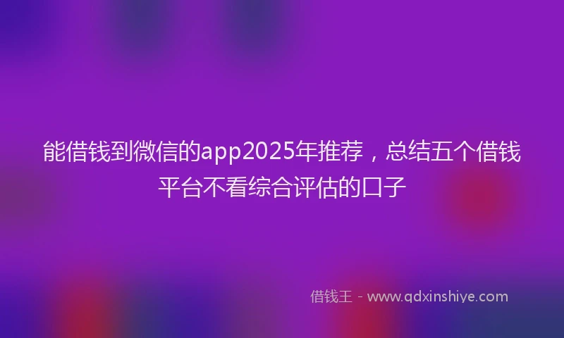 能借钱到微信的app2025年推荐，总结五个借钱平台不看综合评估的口子