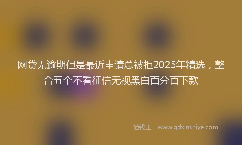 网贷无逾期但是最近申请总被拒2025年精选，整合五个不看征信无视黑白百分百下款