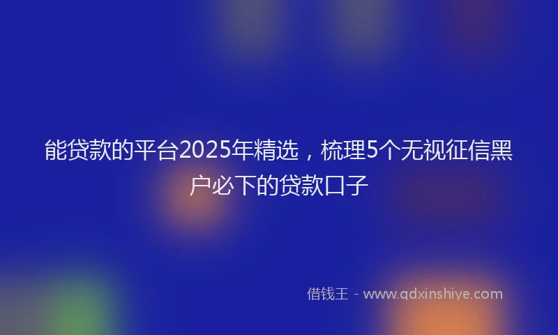 能贷款的平台2025年精选，梳理5个无视征信黑户必下的贷款口子