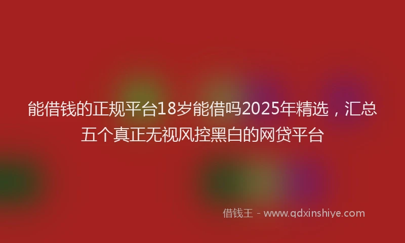 能借钱的正规平台18岁能借吗2025年精选，汇总五个真正无视风控黑白的网贷平台