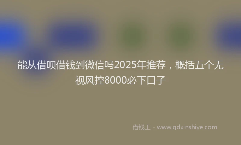 能从借呗借钱到微信吗2025年推荐，概括五个无视风控8000必下口子