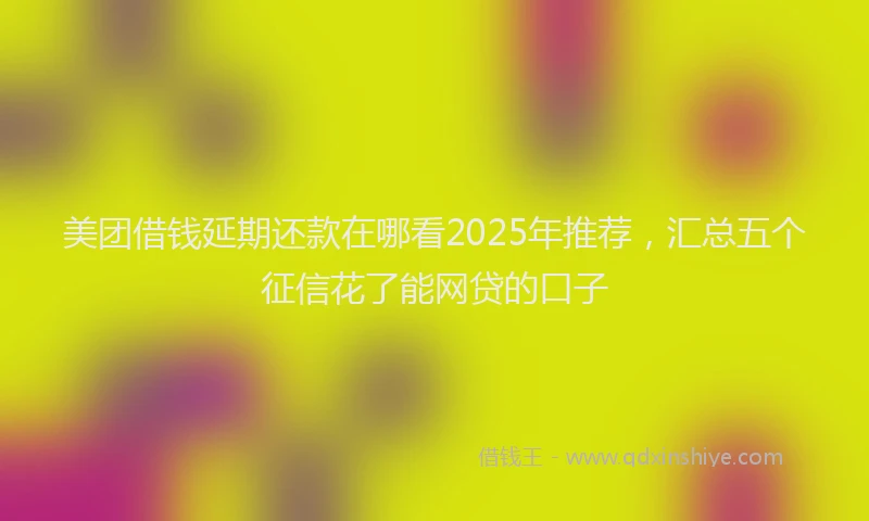 美团借钱延期还款在哪看2025年推荐，汇总五个征信花了能网贷的口子