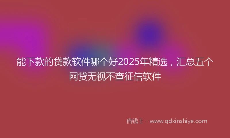 能下款的贷款软件哪个好2025年精选，汇总五个网贷无视不查征信软件