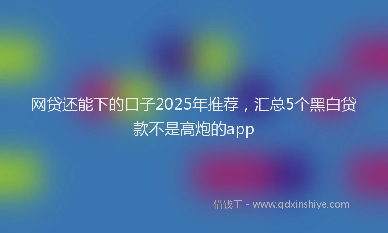 网贷还能下的口子2025年推荐，汇总5个黑白贷款不是高炮的app