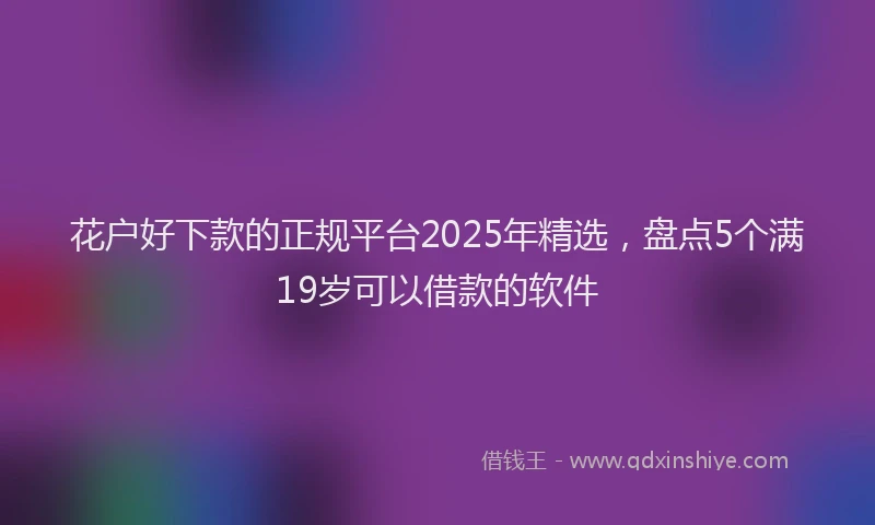花户好下款的正规平台2025年精选，盘点5个满19岁可以借款的软件