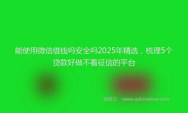 能使用微信借钱吗安全吗2025年精选，梳理5个贷款好做不看征信的平台