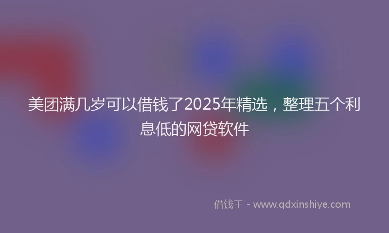 美团满几岁可以借钱了2025年精选，整理五个利息低的网贷软件