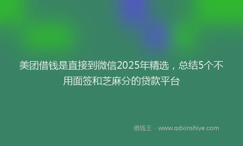 美团借钱是直接到微信2025年精选，总结5个不用面签和芝麻分的贷款平台