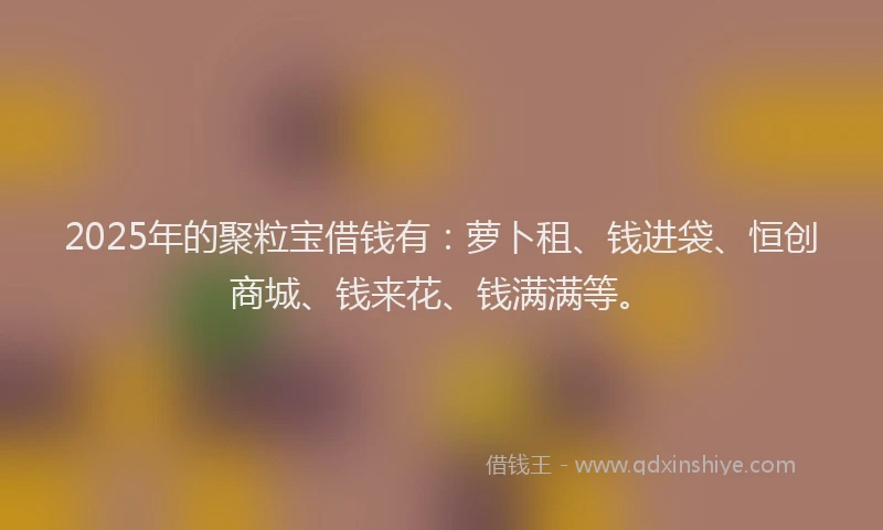 2025年的聚粒宝借钱有：萝卜租、钱进袋、恒创商城、钱来花、钱满满等。