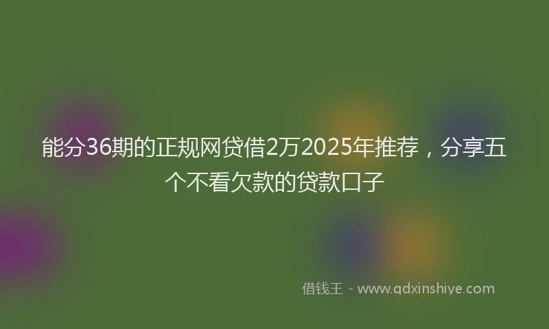 能分36期的正规网贷借2万2025年推荐，分享五个不看欠款的贷款口子
