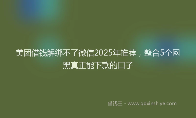 美团借钱解绑不了微信2025年推荐，整合5个网黑真正能下款的口子