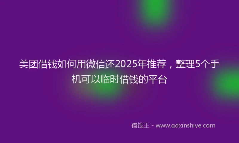 美团借钱如何用微信还2025年推荐，整理5个手机可以临时借钱的平台