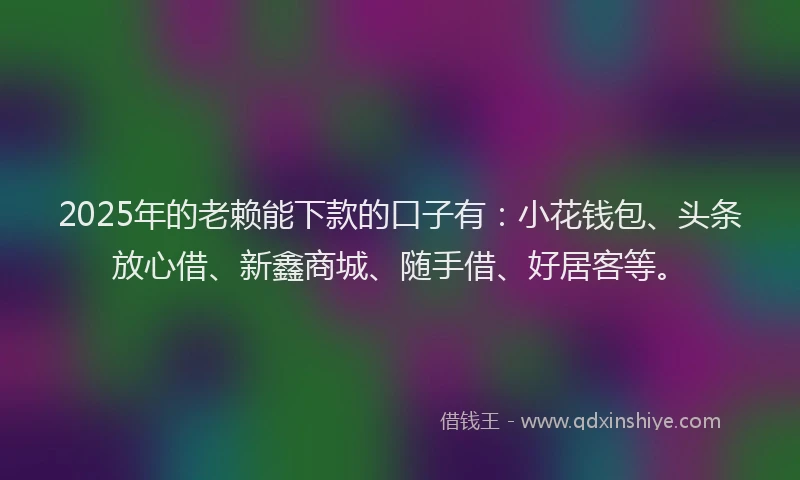 2025年的老赖能下款的口子有：小花钱包、头条放心借、新鑫商城、随手借、好居客等。
