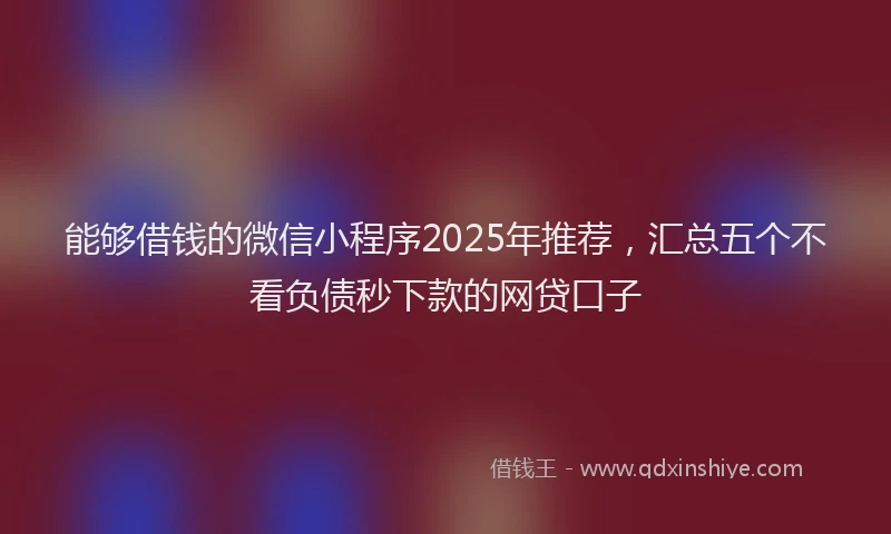 能够借钱的微信小程序2025年推荐，汇总五个不看负债秒下款的网贷口子