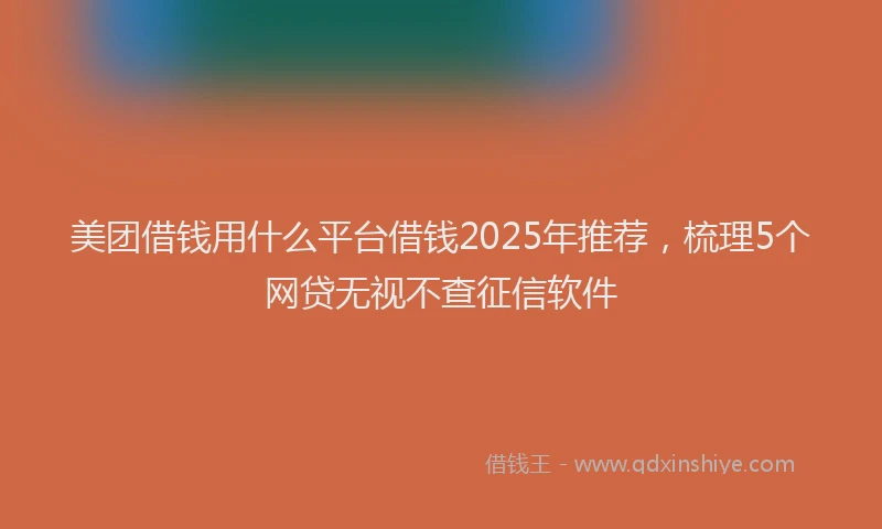 美团借钱用什么平台借钱2025年推荐，梳理5个网贷无视不查征信软件