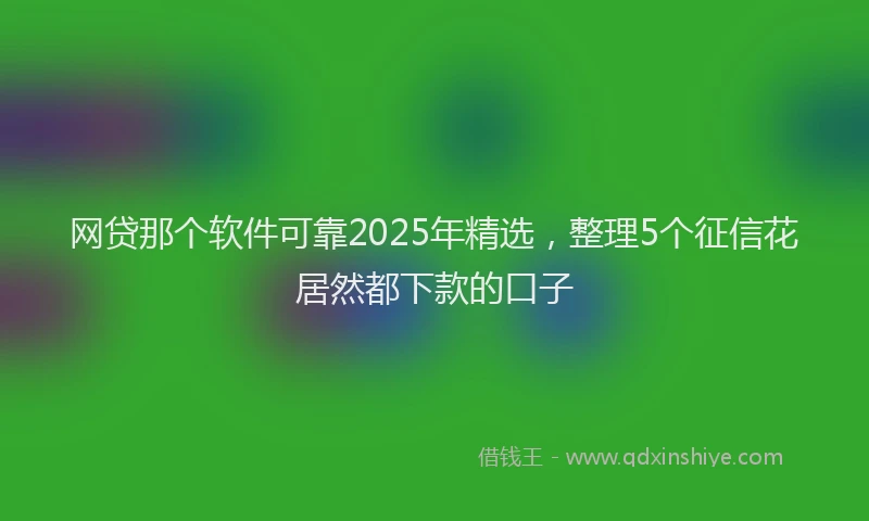 网贷那个软件可靠2025年精选，整理5个征信花居然都下款的口子