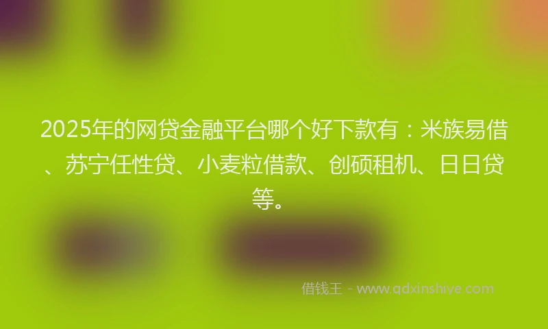 2025年的网贷金融平台哪个好下款有：米族易借、苏宁任性贷、小麦粒借款、创硕租机、日日贷等。