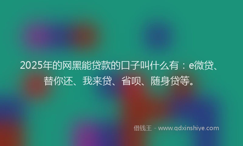 2025年的网黑能贷款的口子叫什么有：e微贷、替你还、我来贷、省呗、随身贷等。