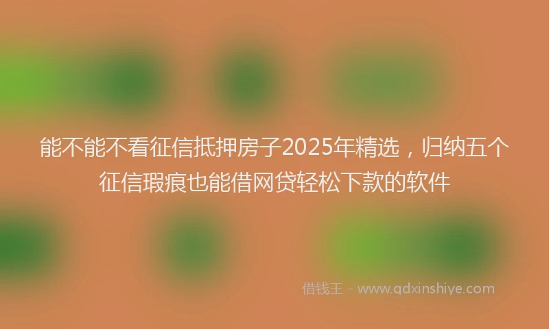能不能不看征信抵押房子2025年精选，归纳五个征信瑕疵也能借网贷轻松下款的软件