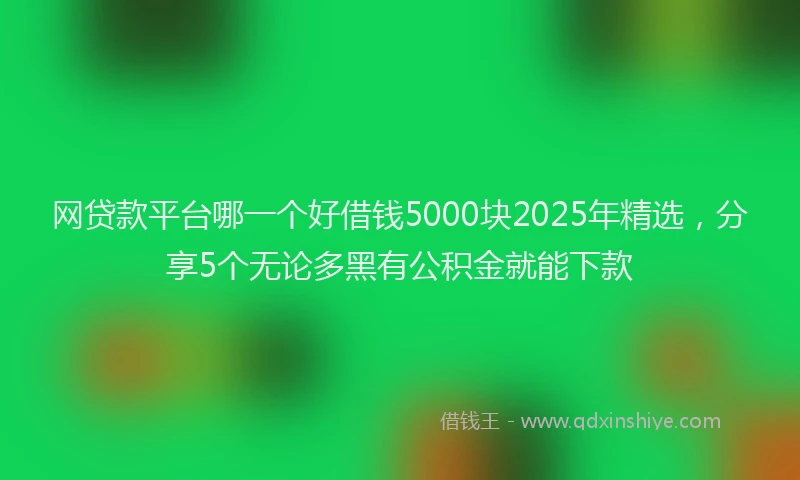 网贷款平台哪一个好借钱5000块2025年精选，分享5个无论多黑有公积金就能下款
