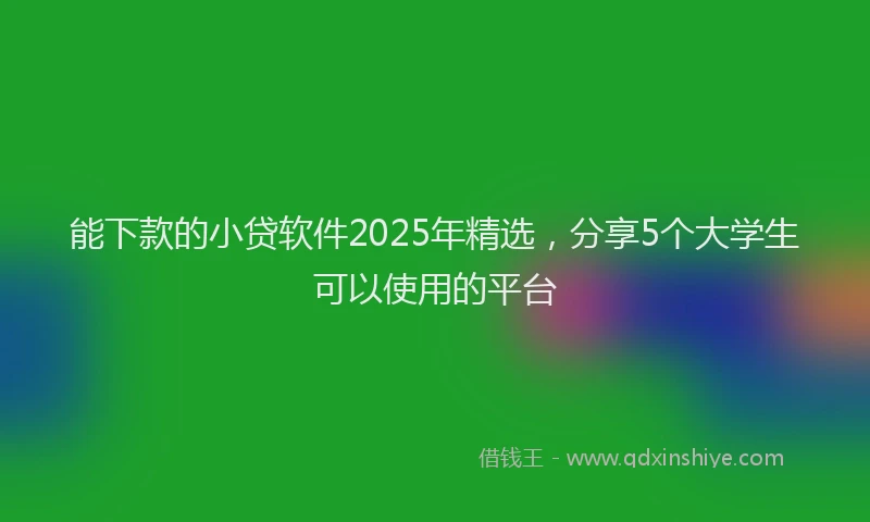能下款的小贷软件2025年精选，分享5个大学生可以使用的平台