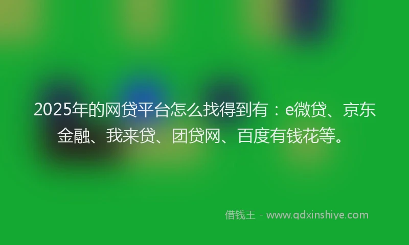 2025年的网贷平台怎么找得到有：e微贷、京东金融、我来贷、团贷网、百度有钱花等。