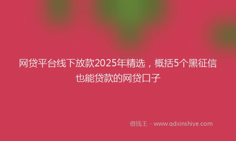 网贷平台线下放款2025年精选，概括5个黑征信也能贷款的网贷口子