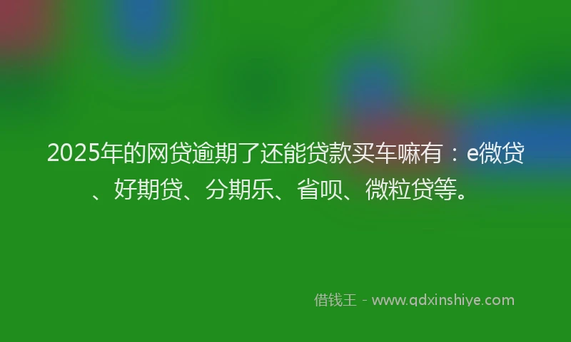 2025年的网贷逾期了还能贷款买车嘛有：e微贷、好期贷、分期乐、省呗、微粒贷等。