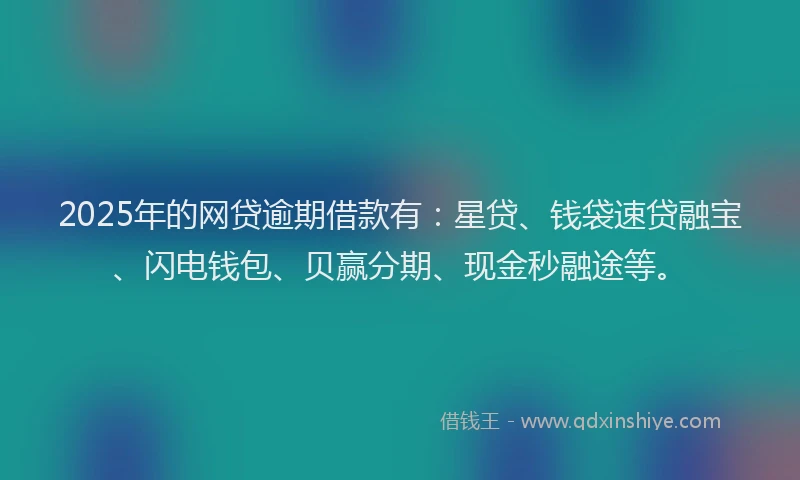 2025年的网贷逾期借款有：星贷、钱袋速贷融宝、闪电钱包、贝赢分期、现金秒融途等。