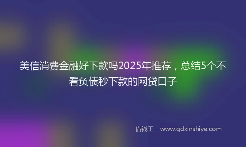 美信消费金融好下款吗2025年推荐，总结5个不看负债秒下款的网贷口子