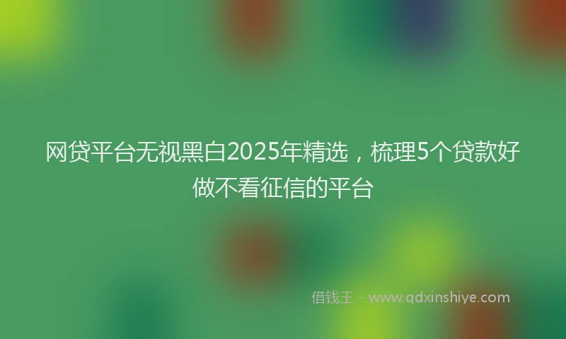 网贷平台无视黑白2025年精选，梳理5个贷款好做不看征信的平台