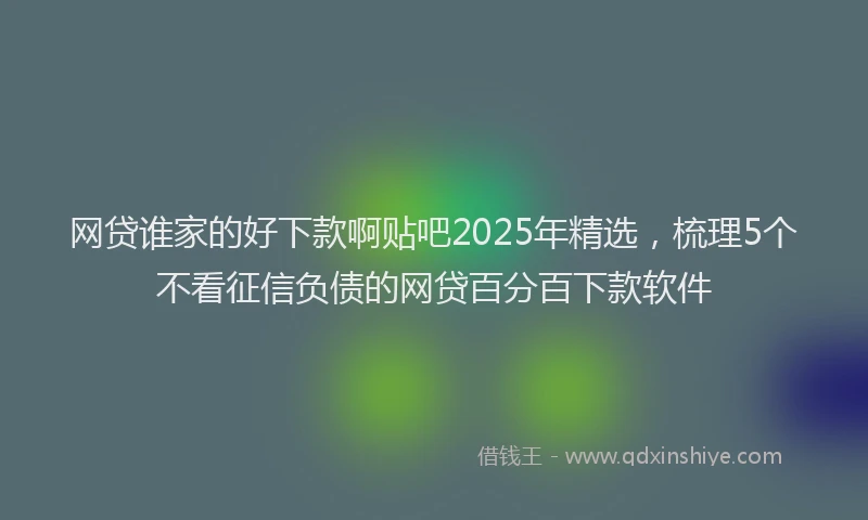 网贷谁家的好下款啊贴吧2025年精选，梳理5个不看征信负债的网贷百分百下款软件