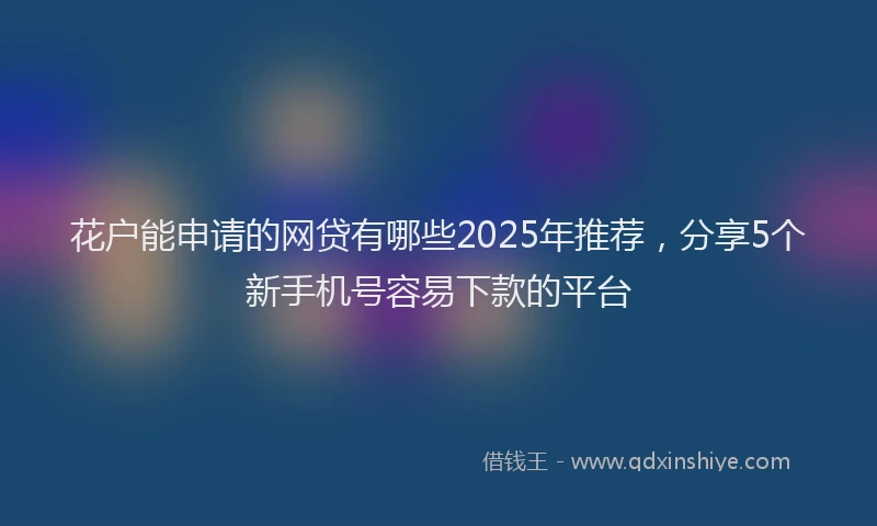 花户能申请的网贷有哪些2025年推荐，分享5个新手机号容易下款的平台
