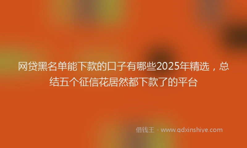 网贷黑名单能下款的口子有哪些2025年精选，总结五个征信花居然都下款了的平台