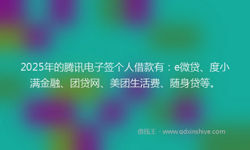 2025年的腾讯电子签个人借款有：e微贷、度小满金融、团贷网、美团生活费、随身贷等。