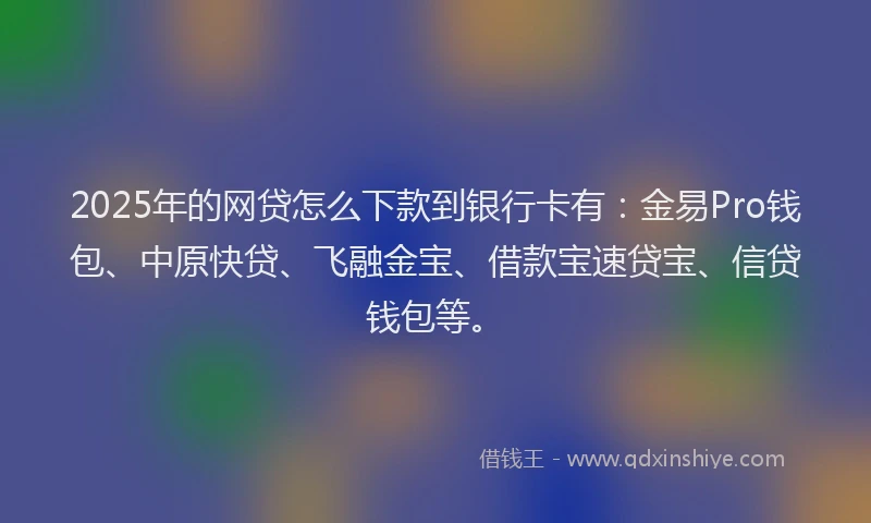 2025年的网贷怎么下款到银行卡有：金易Pro钱包、中原快贷、飞融金宝、借款宝速贷宝、信贷钱包等。