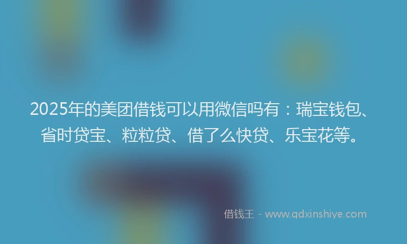 2025年的美团借钱可以用微信吗有：瑞宝钱包、省时贷宝、粒粒贷、借了么快贷、乐宝花等。