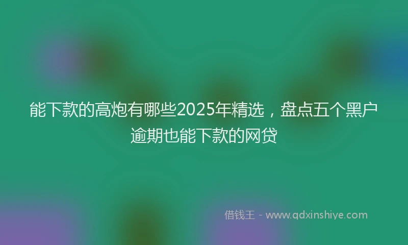 能下款的高炮有哪些2025年精选，盘点五个黑户逾期也能下款的网贷