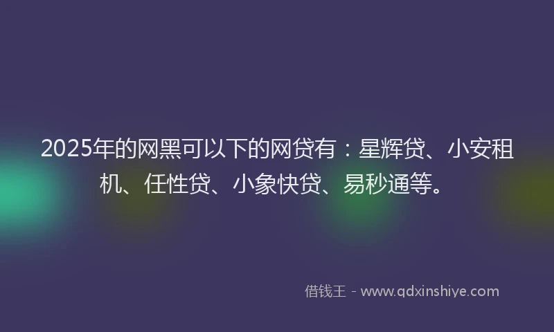 2025年的网黑可以下的网贷有：星辉贷、小安租机、任性贷、小象快贷、易秒通等。