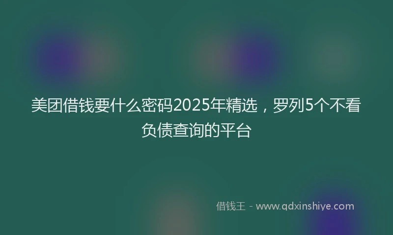 美团借钱要什么密码2025年精选，罗列5个不看负债查询的平台