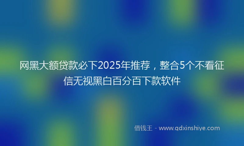 网黑大额贷款必下2025年推荐，整合5个不看征信无视黑白百分百下款软件