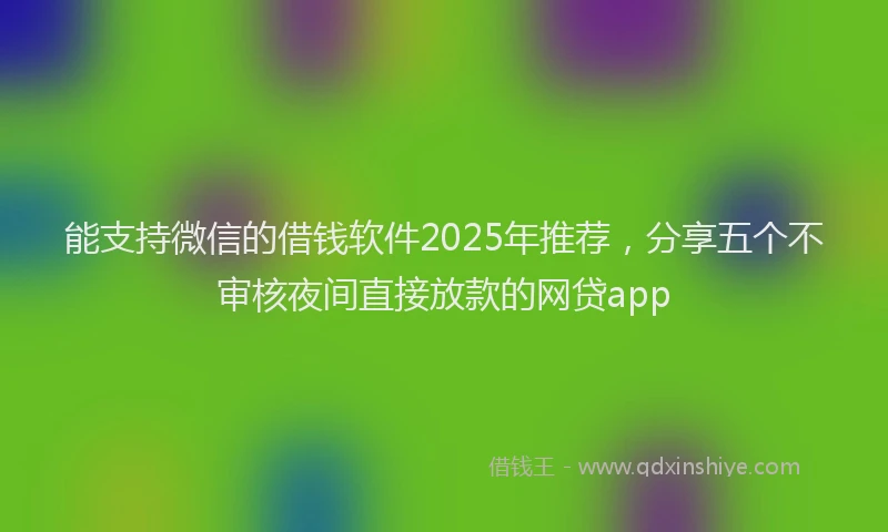 能支持微信的借钱软件2025年推荐，分享五个不审核夜间直接放款的网贷app