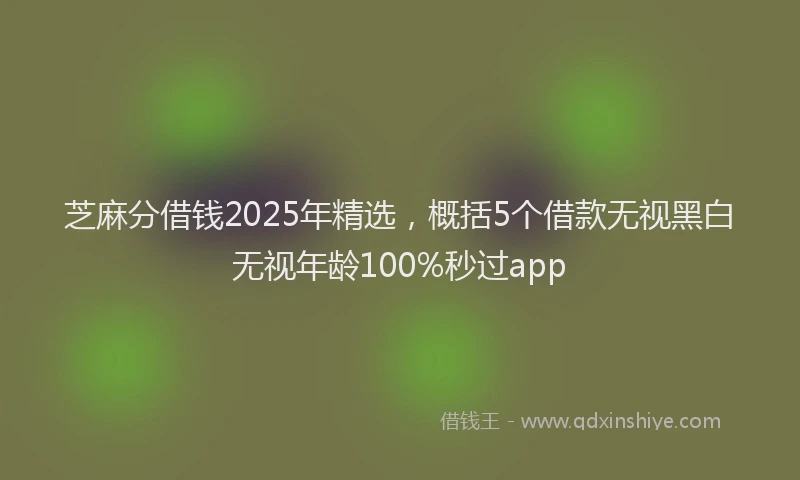 芝麻分借钱2025年精选，概括5个借款无视黑白无视年龄100%秒过app