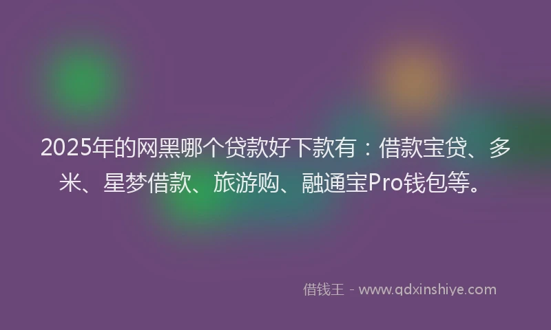 2025年的网黑哪个贷款好下款有：借款宝贷、多米、星梦借款、旅游购、融通宝Pro钱包等。
