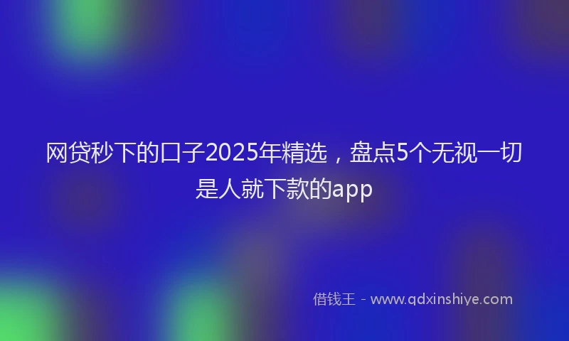网贷秒下的口子2025年精选，盘点5个无视一切是人就下款的app