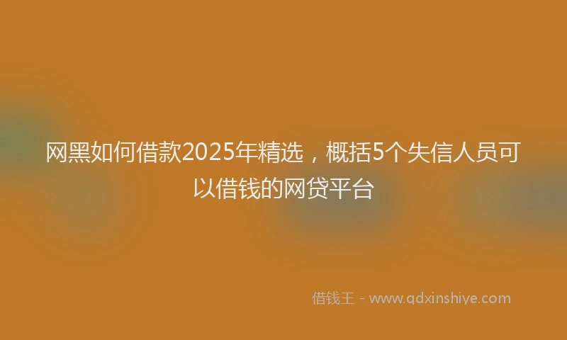 网黑如何借款2025年精选，概括5个失信人员可以借钱的网贷平台